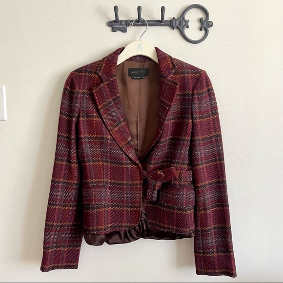 Bcbgmaxazria wool/nylon blend burgundy blazer (small) - Picture 1 of 3